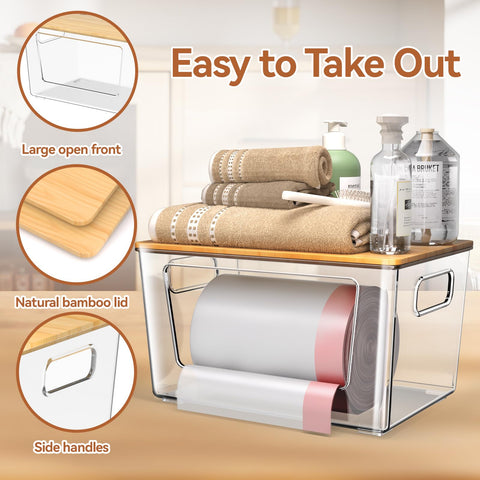 Spospo under-sink organizer features a wide front opening for quick access.