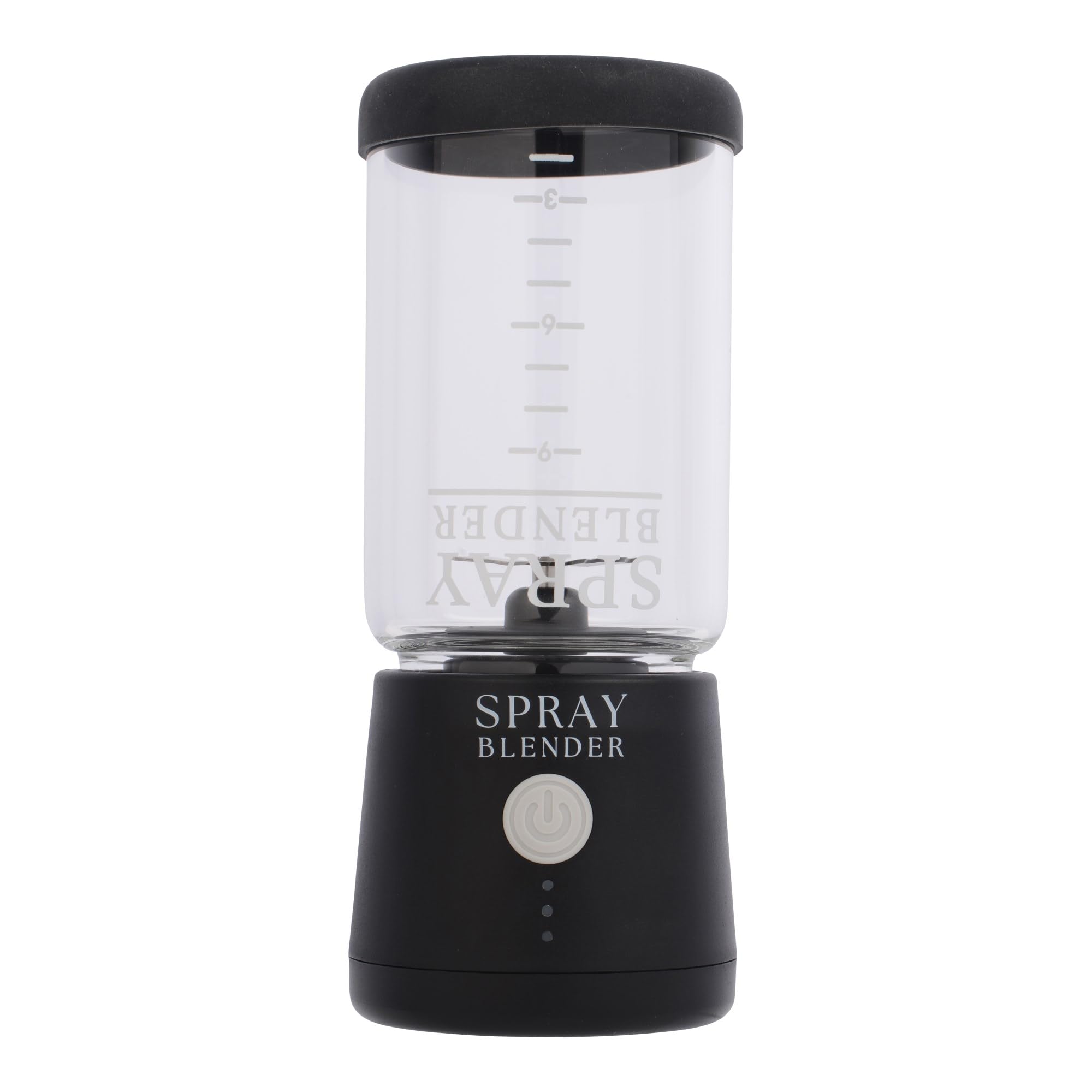 SprayBlender bottle and cap close-up highlight leak-free design.
