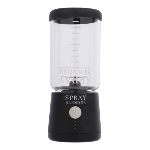 SprayBlender bottle and cap close-up highlight leak-free design.
