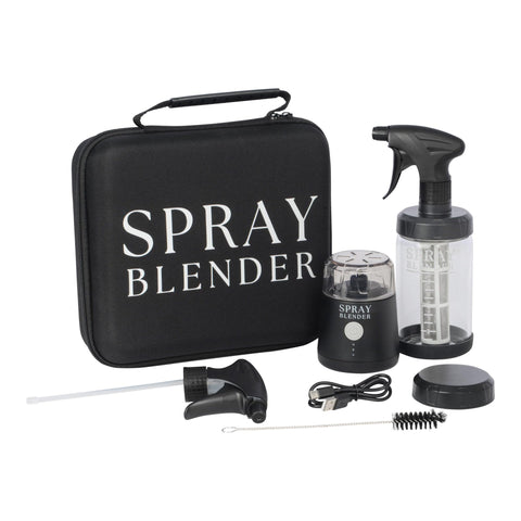 SprayBlender compact electric blender in action for quick plant-based sprays.