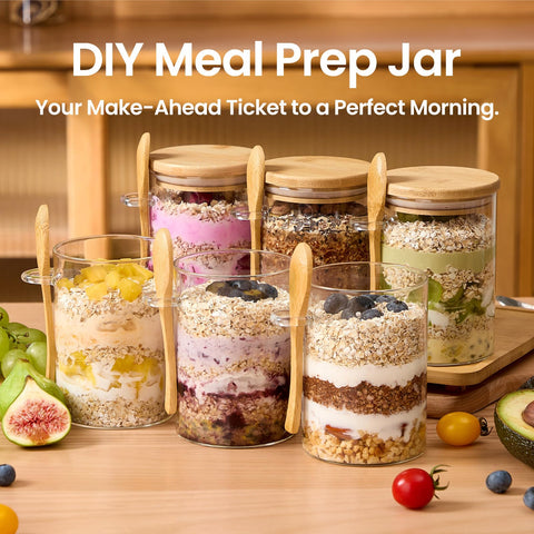 Spreccio 6-pack jars add minimalist elegance to kitchen and pantry.