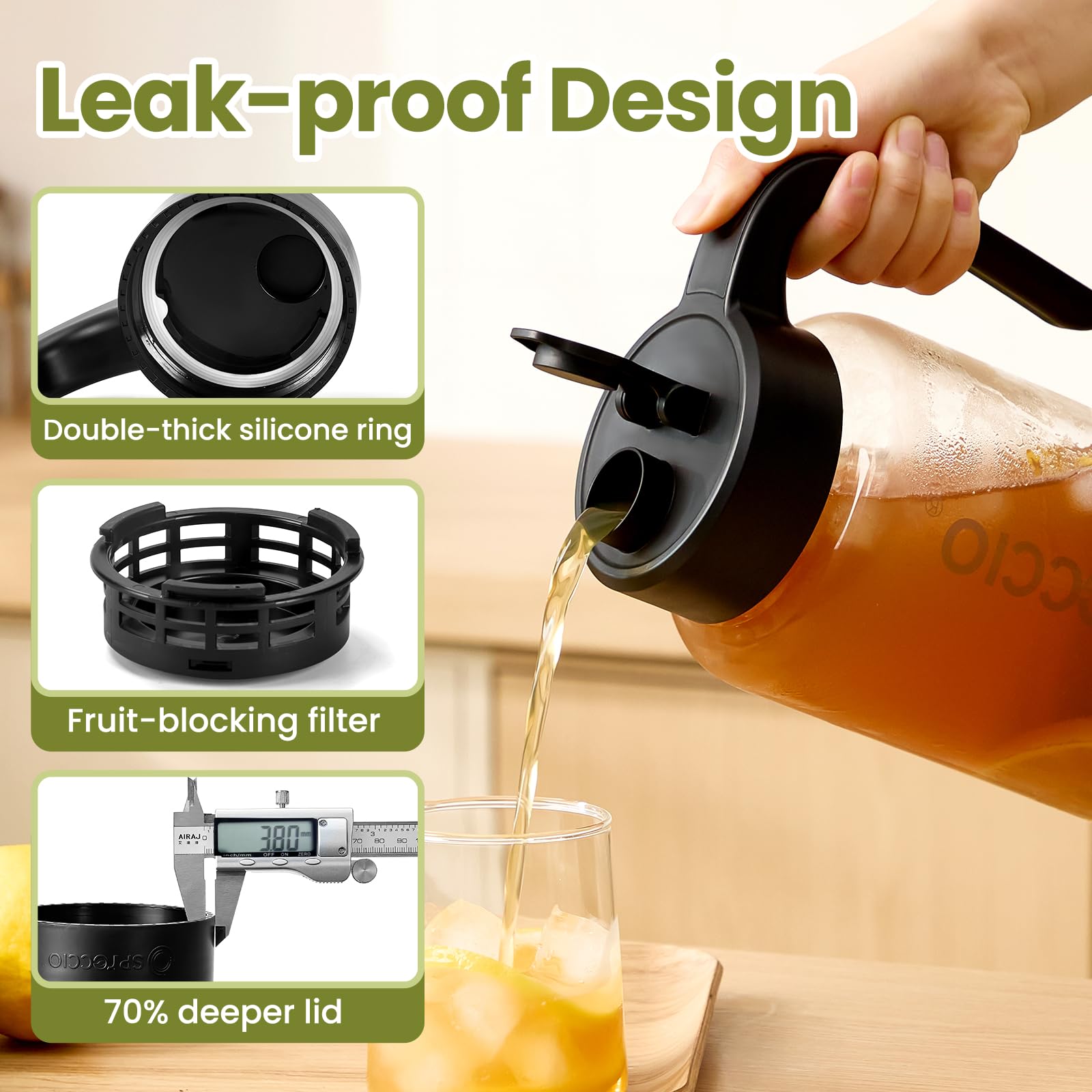 Spreccio 64oz pitcher ideal for batch brewing cold brew or sun tea.