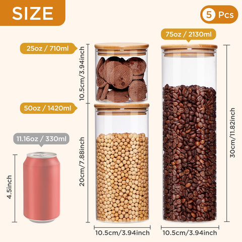 Spreccio borosilicate glass jars offering clear visibility for quick selection