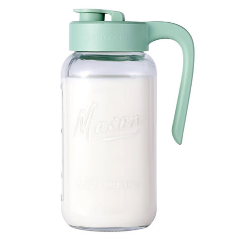 Spreccio mason jar pitcher with airtight lid keeps contents fresh and leak-free.