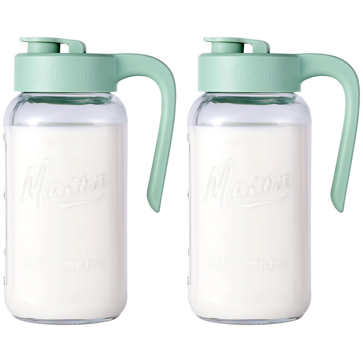 Spreccio Mason Jar Pitcher with airtight seal keeps drinks fresh and leak-free.