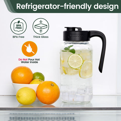 Spreccio Mason Jar Pitcher wide mouth for easy cleaning and dishwasher safe use.