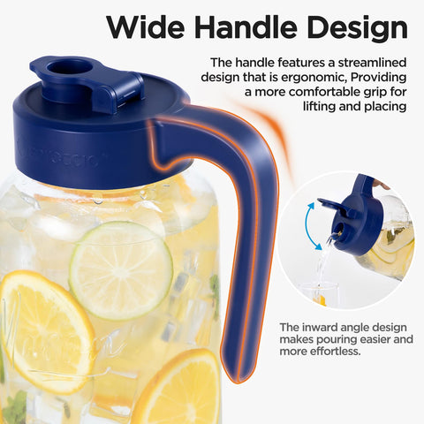 Spreccio Mason Jar Pitcher with wide-mouth pour spout for clean, spill-free servings.