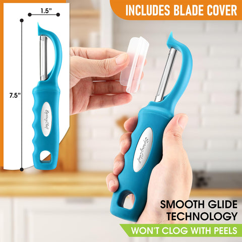 Spring Chef blemish-remover peeler teal—spot removal while prepping produce.