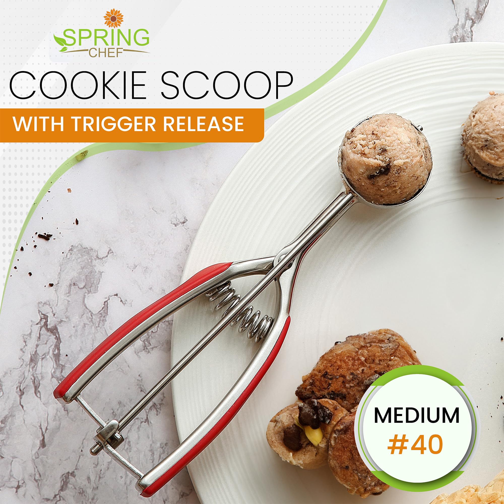Spring Chef cookie dough wiper for clean releases.