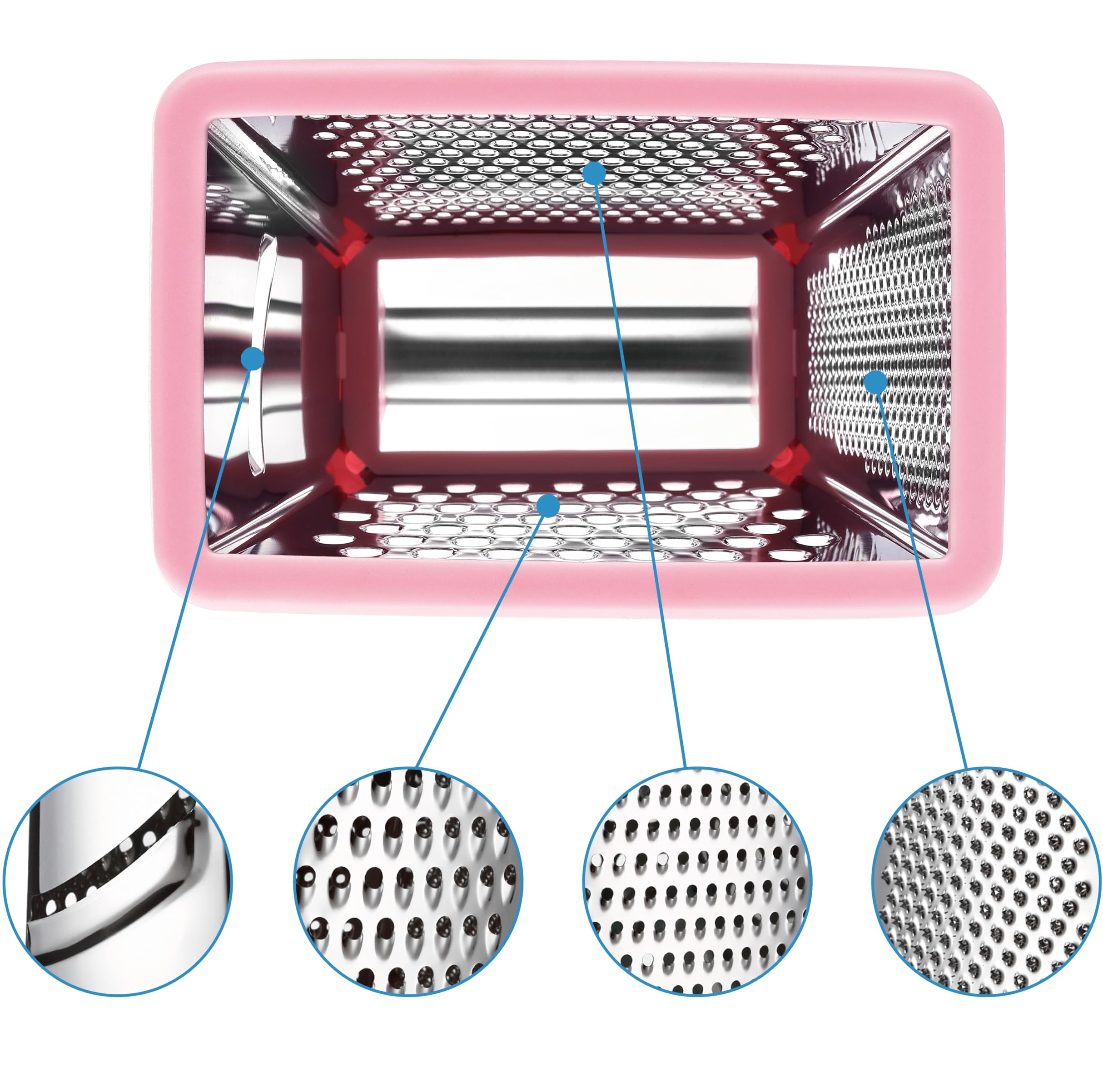 Spring Chef countertop-ready grater adds a vibrant pink lemonade touch.