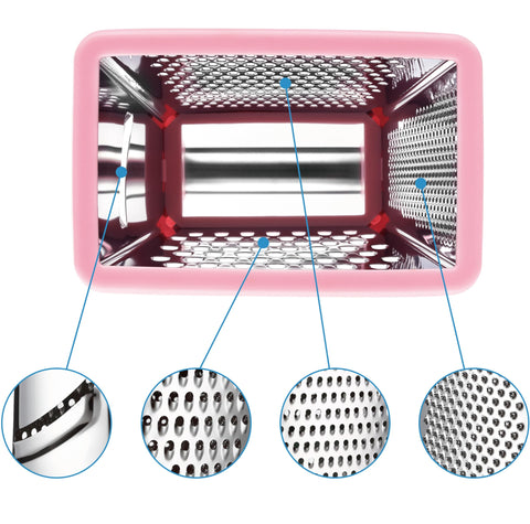 Spring Chef countertop-ready grater adds a vibrant pink lemonade touch.