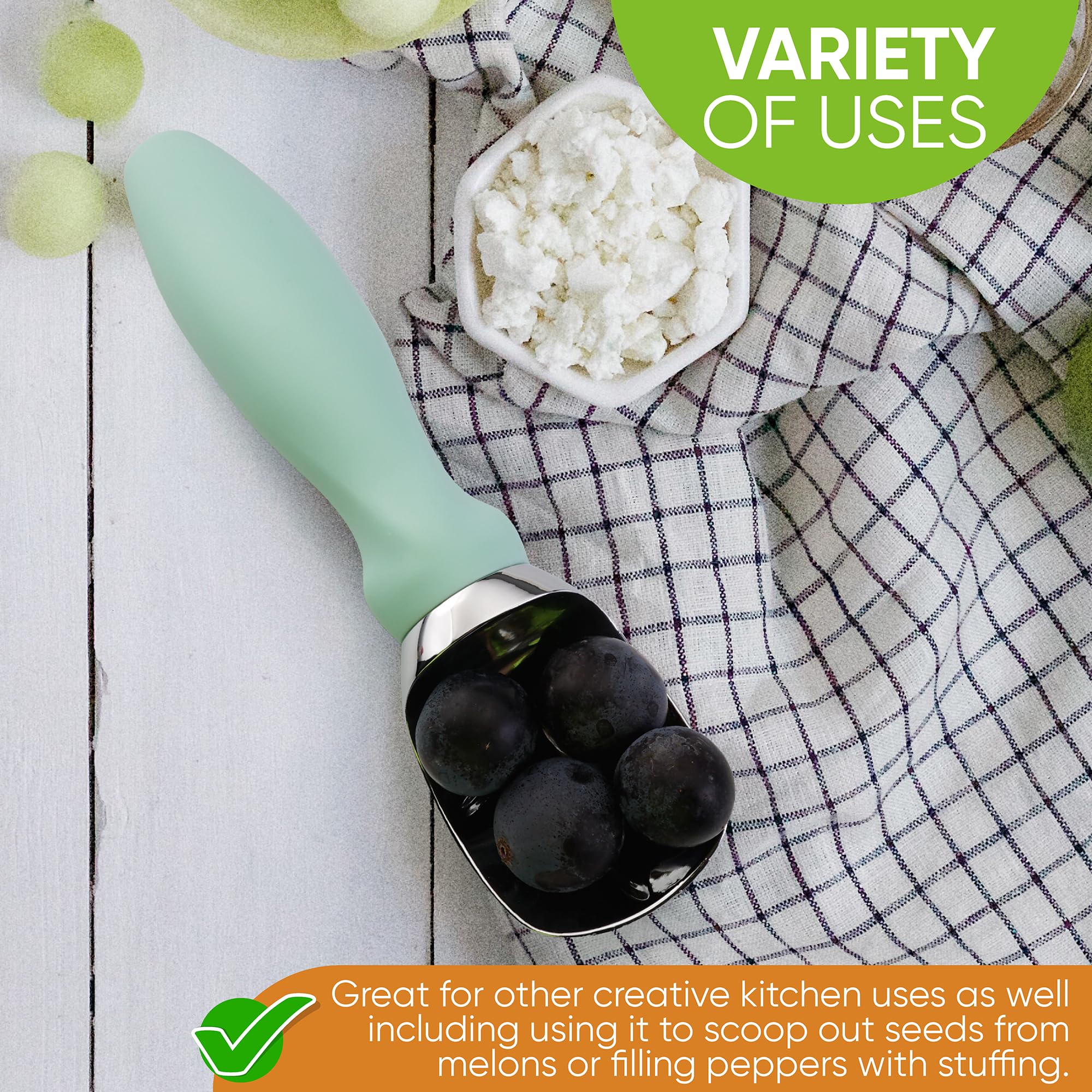Spring Chef curls ice cream into smooth spheres ideal for cones and sundaes.