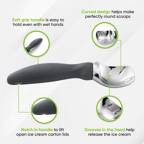 Spring Chef dishwasher-safe ice cream scoop ready for easy cleaning after dessert night.