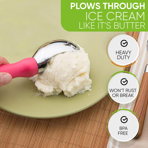 Spring Chef dishwasher-safe ice cream scoop simplifies post-dessert cleanup.