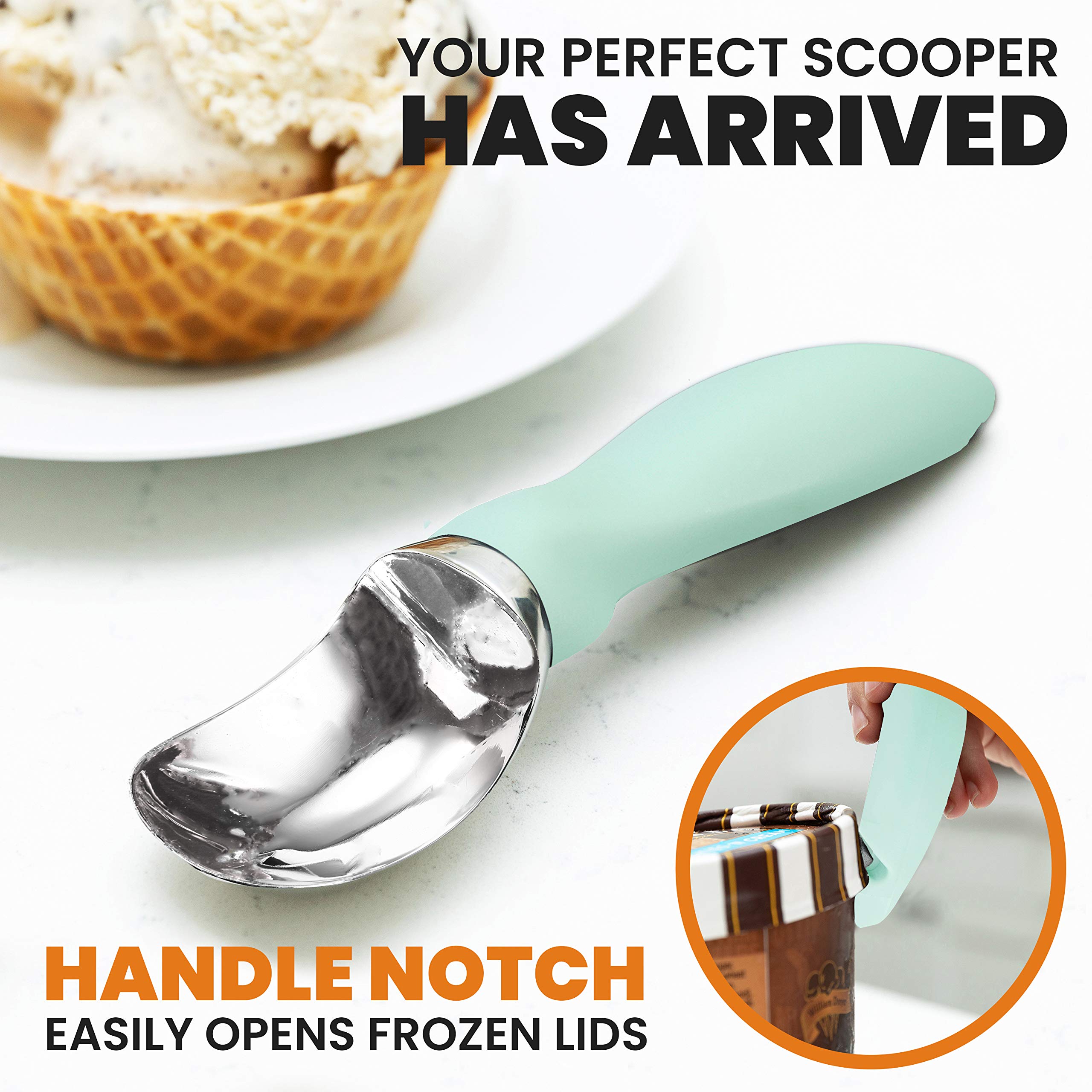 Spring Chef dishwasher-safe ice cream scoop simplifies cleanup after dessert nights.