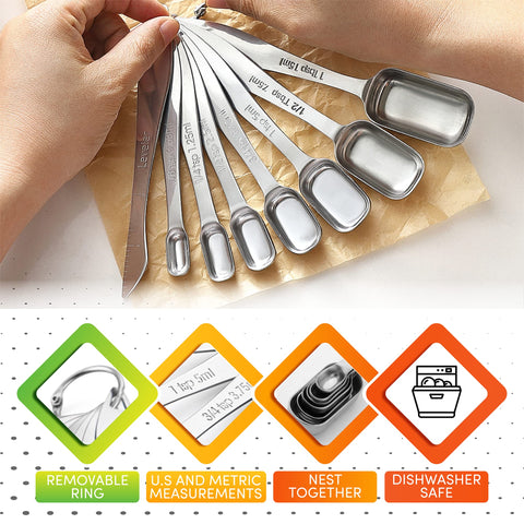 Spring Chef measuring spoons are dishwasher safe for quick cleanup