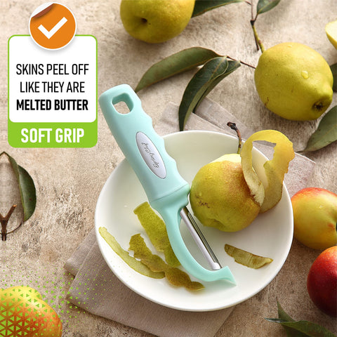 Spring Chef soft grip handle reduces hand fatigue during long peeling sessions.
