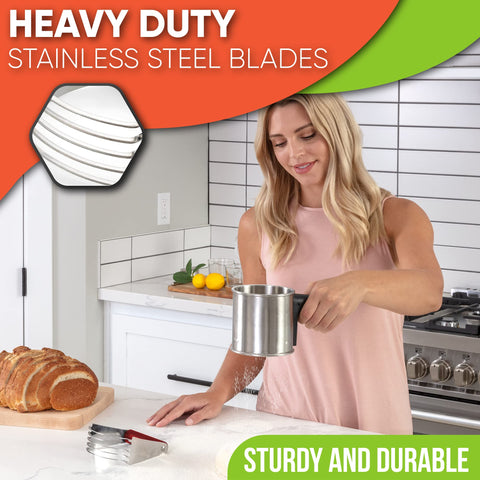 Spring Chef dough blender red ergonomic-handle ensures comfortable, fatigue-free use.
