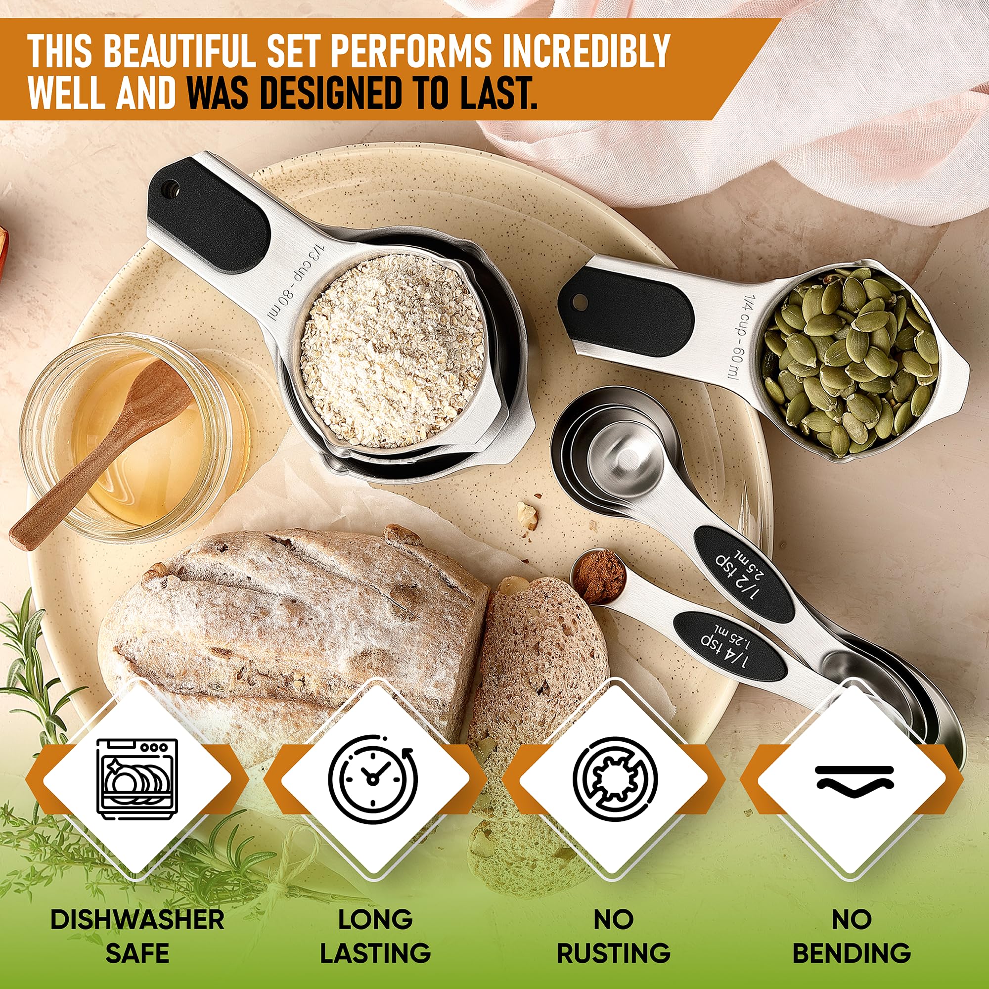 Spring Chef dual sided spoons with pour spout for liquids and spices