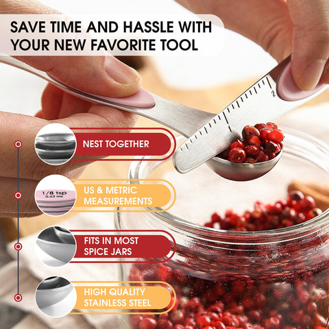 Spring Chef dual-sided spoons show narrow oval end for jars.
