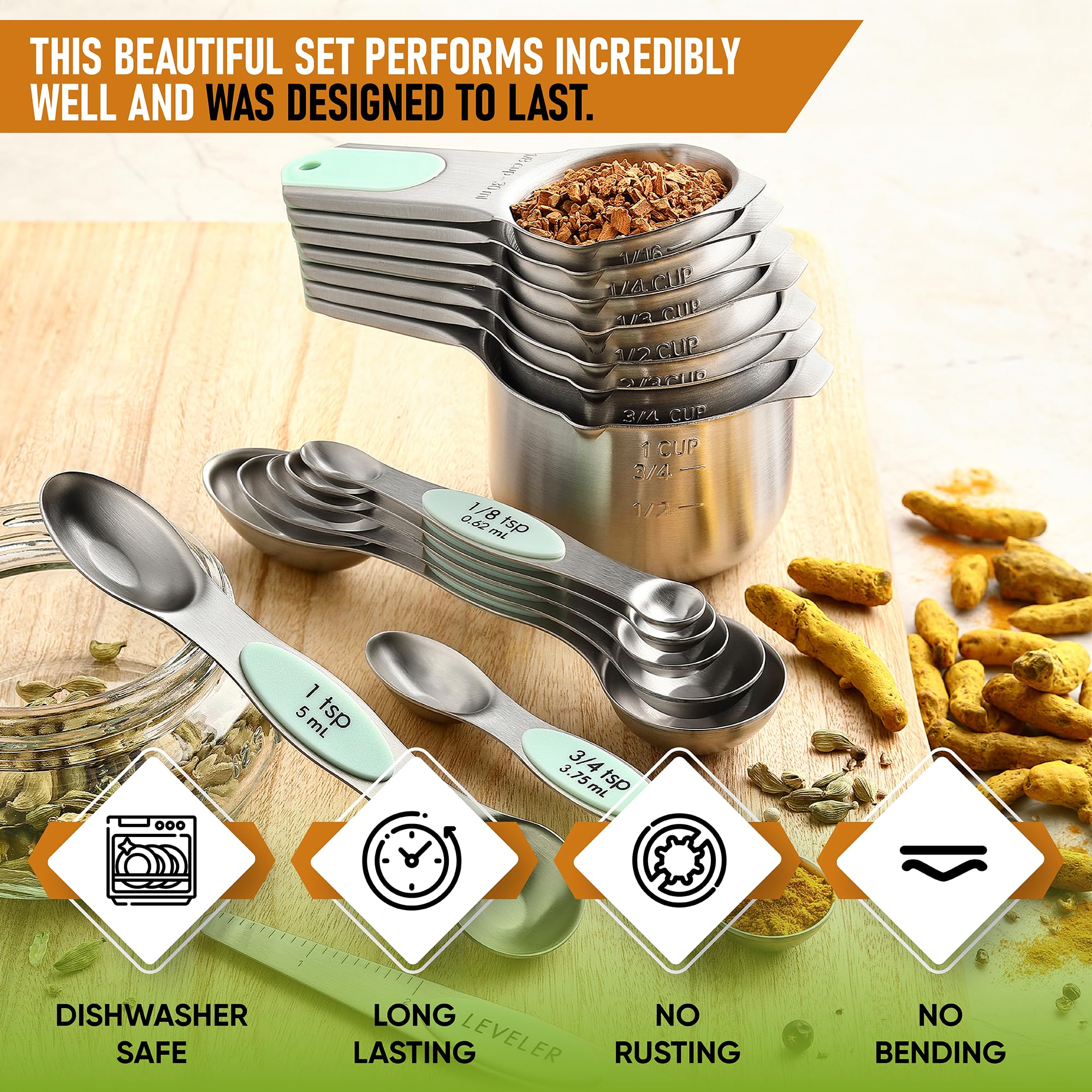 Spring Chef dual-sided spoon with oval tip for spice jars