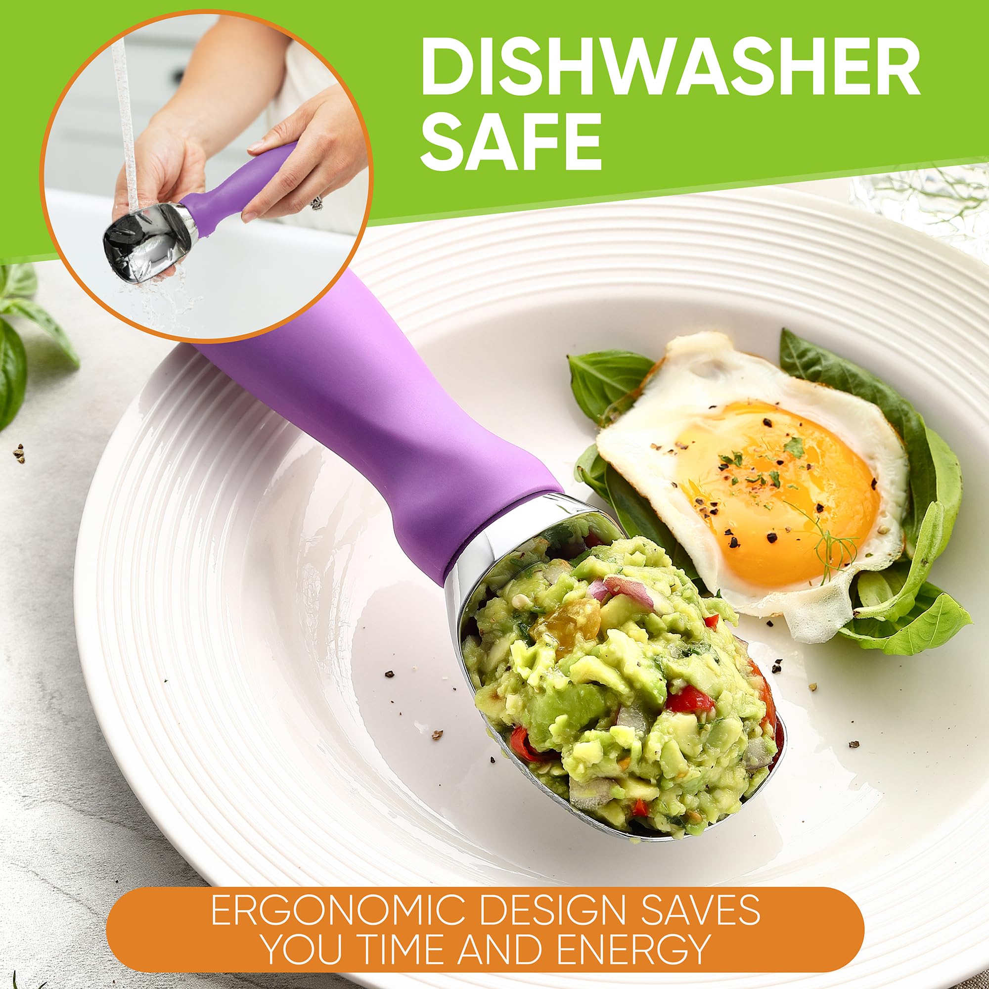 Spring Chef easy-to-clean scoop withstands dishwasher cycles for busy kitchens.