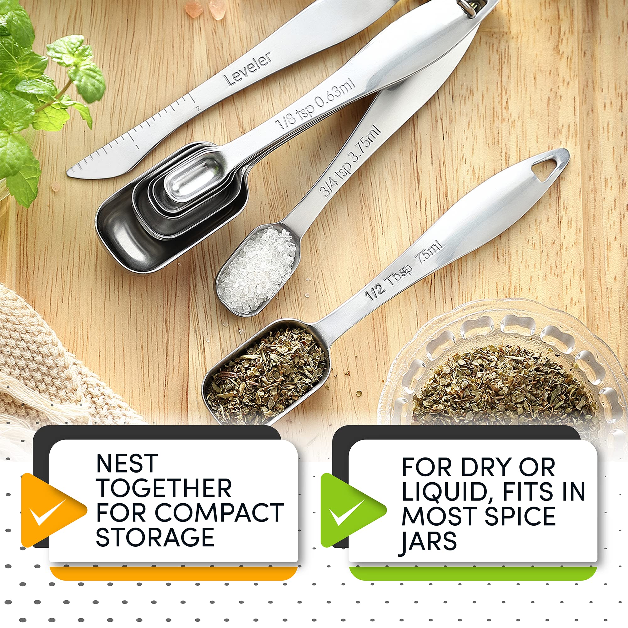 Spring Chef spoons with engraved US and metric marks for easy reading