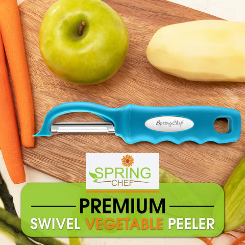 Spring Chef ergonomic design teal—lightweight tool ideal for arthritis users.