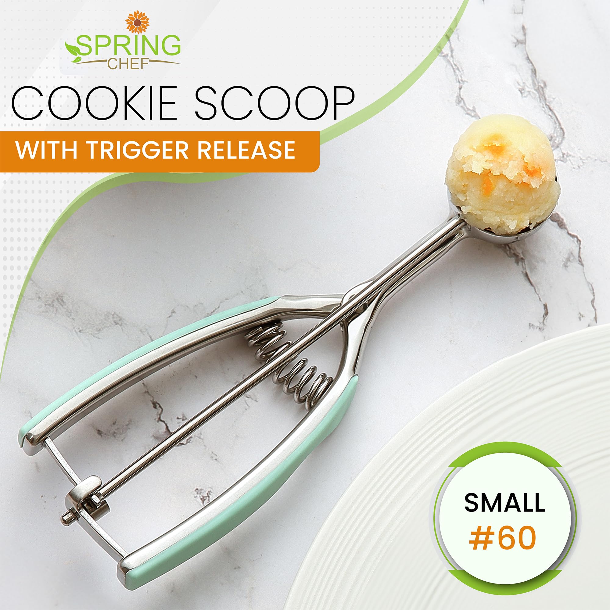 Spring Chef ergonomic-handle ensures comfortable scooping during long sessions.