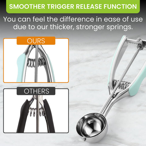 Spring Chef ergonomic handle provides comfortable grip during scooping.