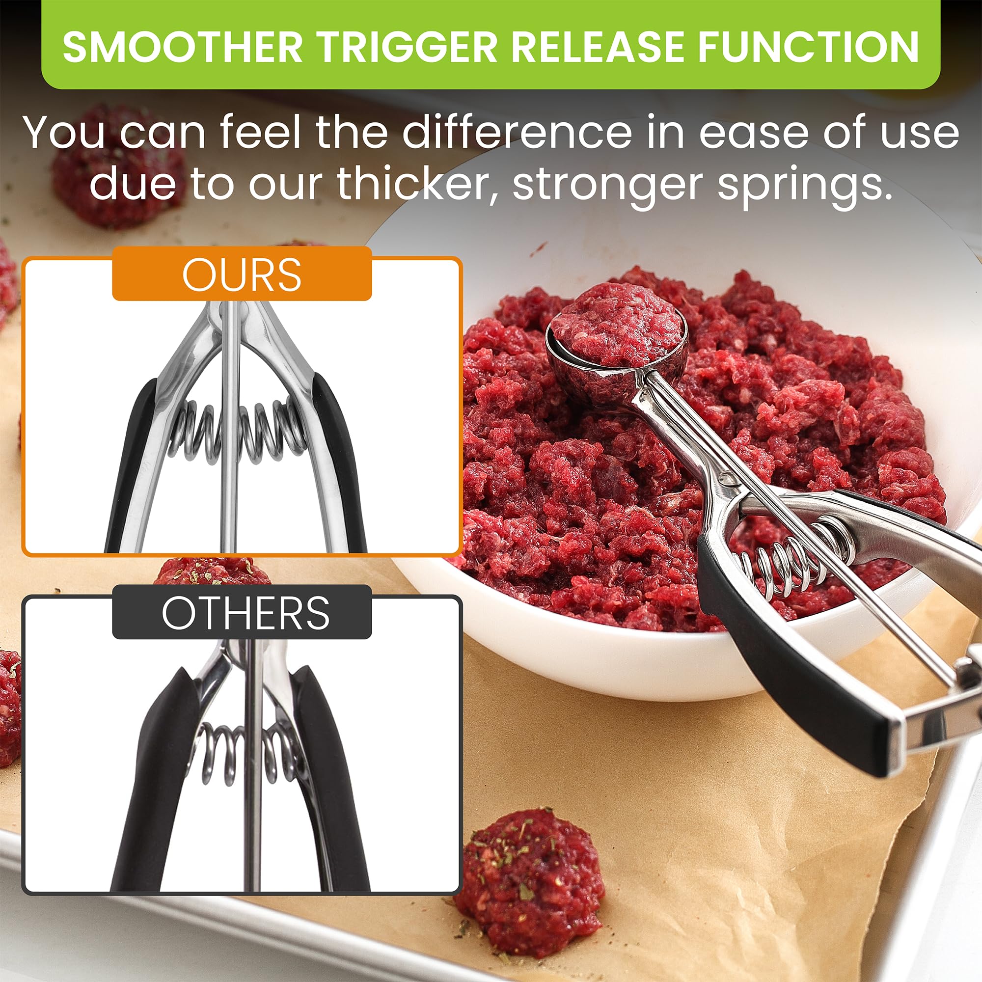 Spring Chef ergonomic handle scoop for comfortable scooping