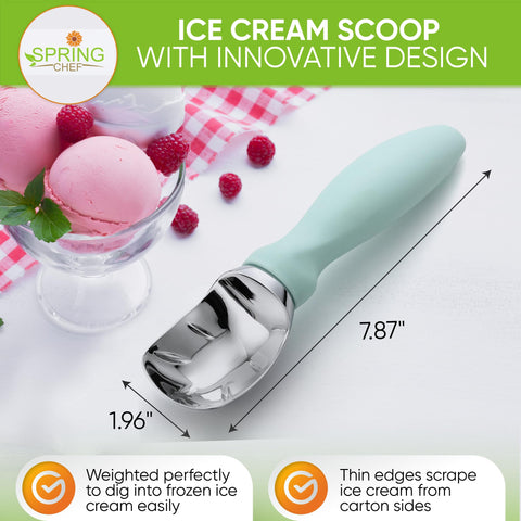 Spring Chef ergonomic soft-grip handle ensures comfortable scooping during long sessions.