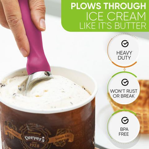 Spring Chef ergonomic weighted handle provides comfortable grip during scooping