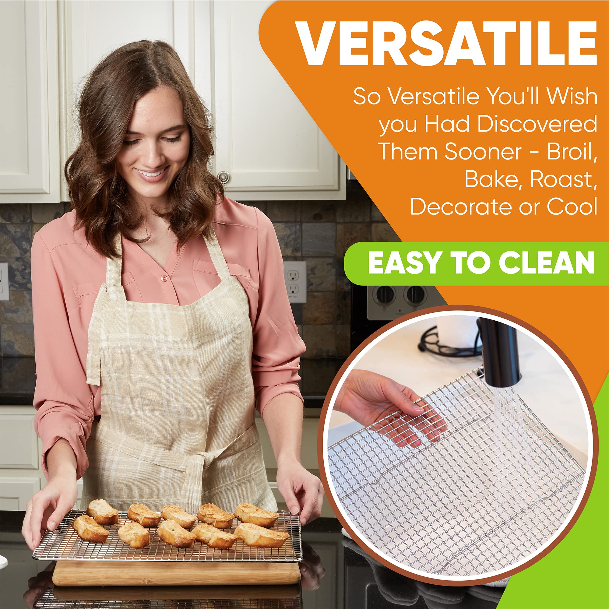 Spring Chef cooling rack with four raised feet to boost air flow.