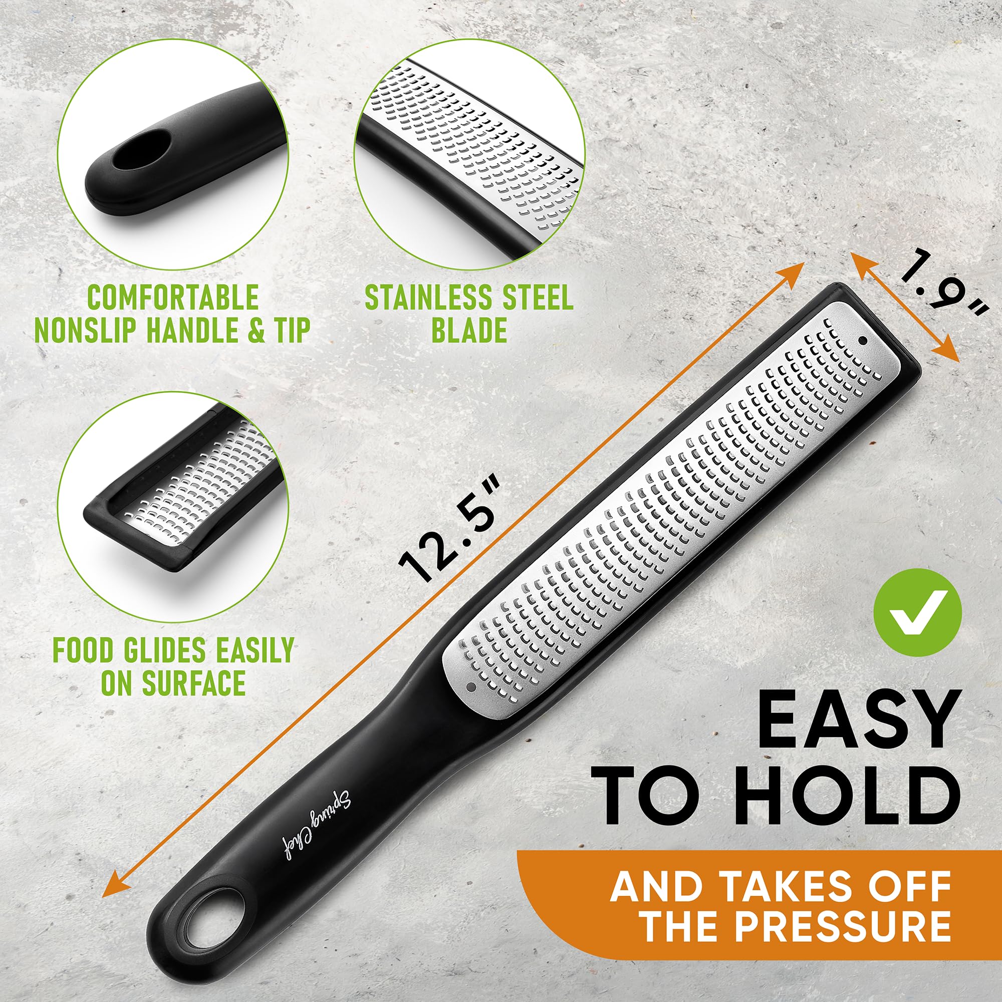 Spring Chef ginger-nutmeg grater coarse shred ideal for fresh ginger