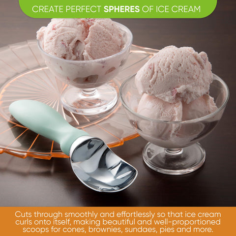 Spring Chef ice cream scoops glide smoothly to create curls and even portions.