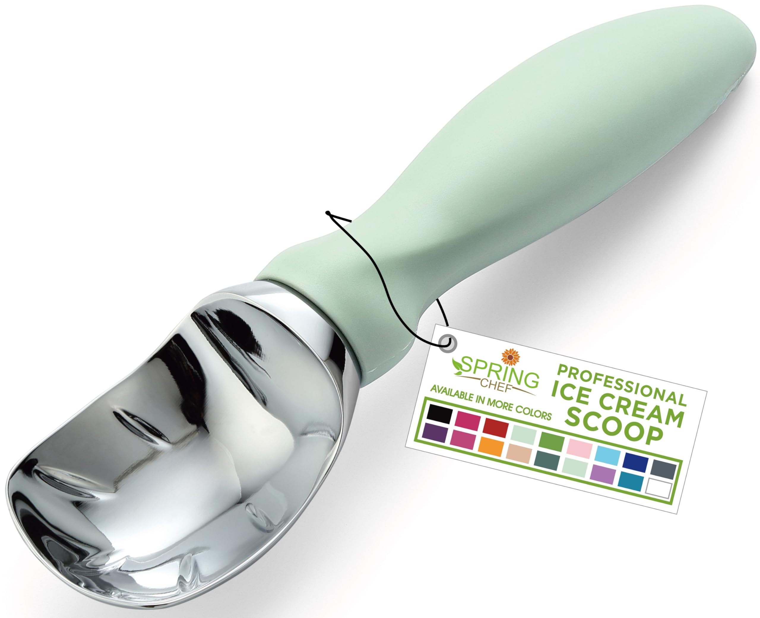 Spring Chef ice cream scoop with comfortable handle for smooth scooping.
