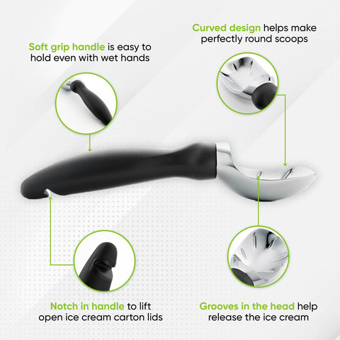 Spring Chef scoop curved edge creates perfect gelato curls for presentation