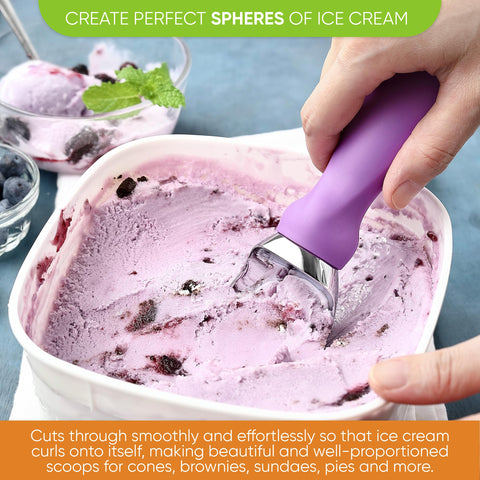 Spring Chef curved scoop and spade design creates beautiful ice cream curls.