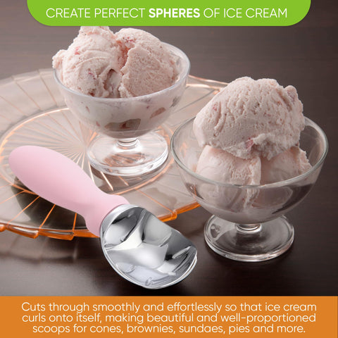 Spring Chef scoop forms perfect ice cream spheres for cones and sundaes.