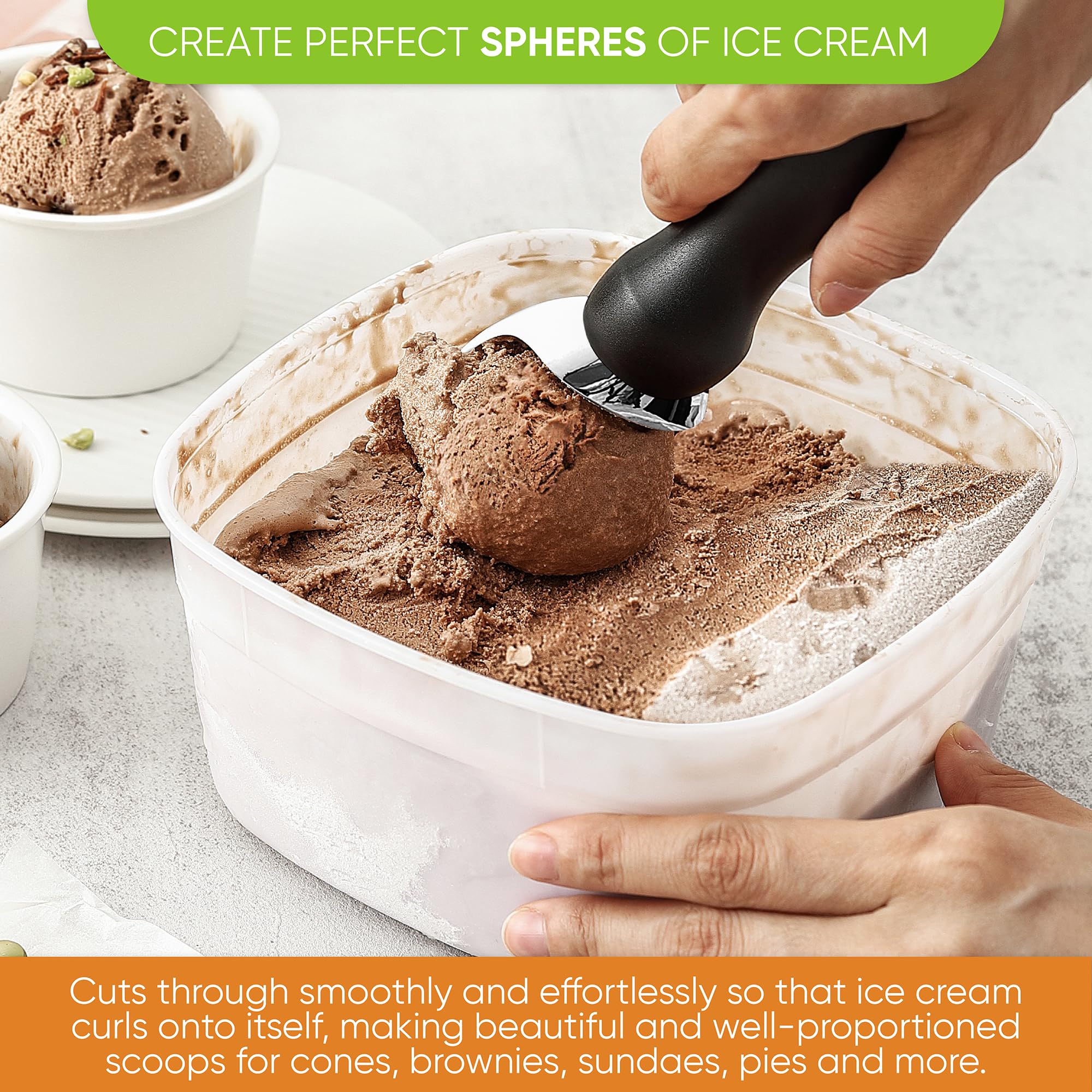 Spring Chef scoop spade design reaches into containers with precision