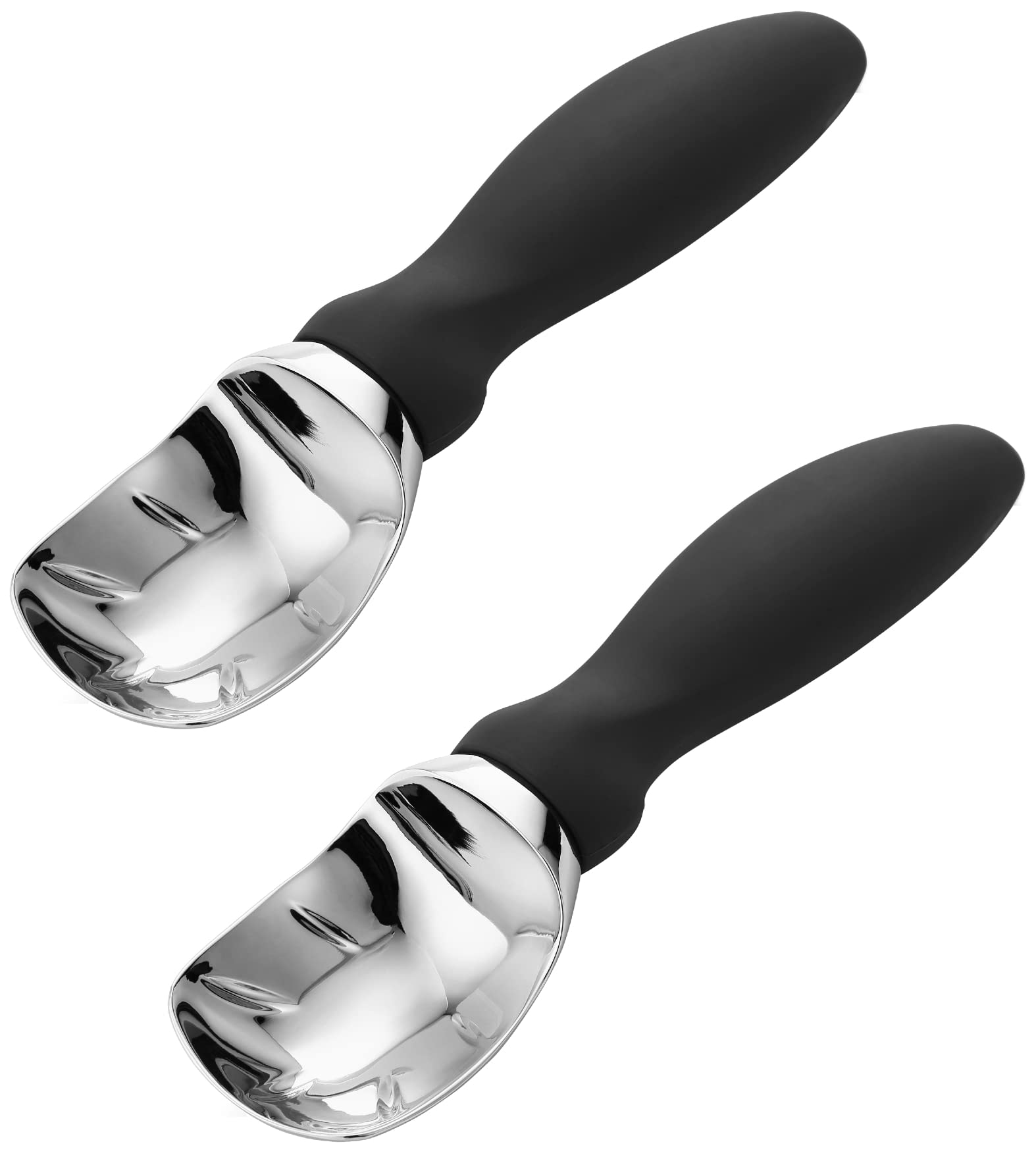 Spring Chef ice cream scoop with soft grip handle in black for easy scooping