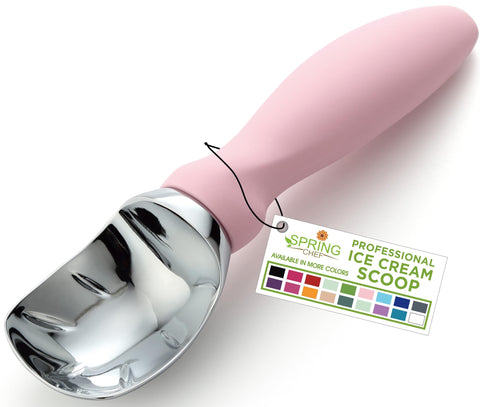 Spring Chef ice cream scoop with soft grip handle for smooth, effortless scooping.