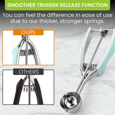 Spring Chef ice cream scoop delivers creamy scoops with smooth release.