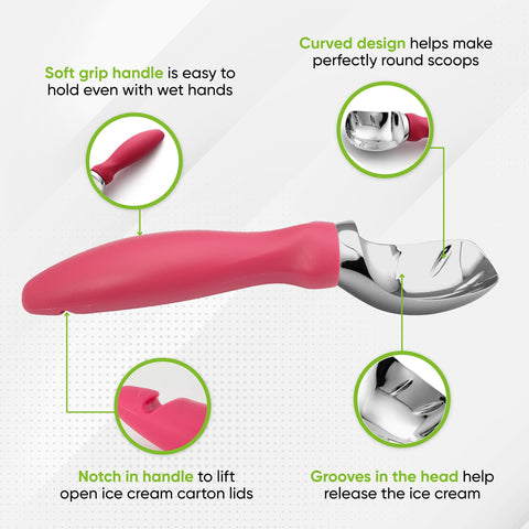 Spring Chef innovative scoop-spade design helps tackle hard frozen desserts efficiently.