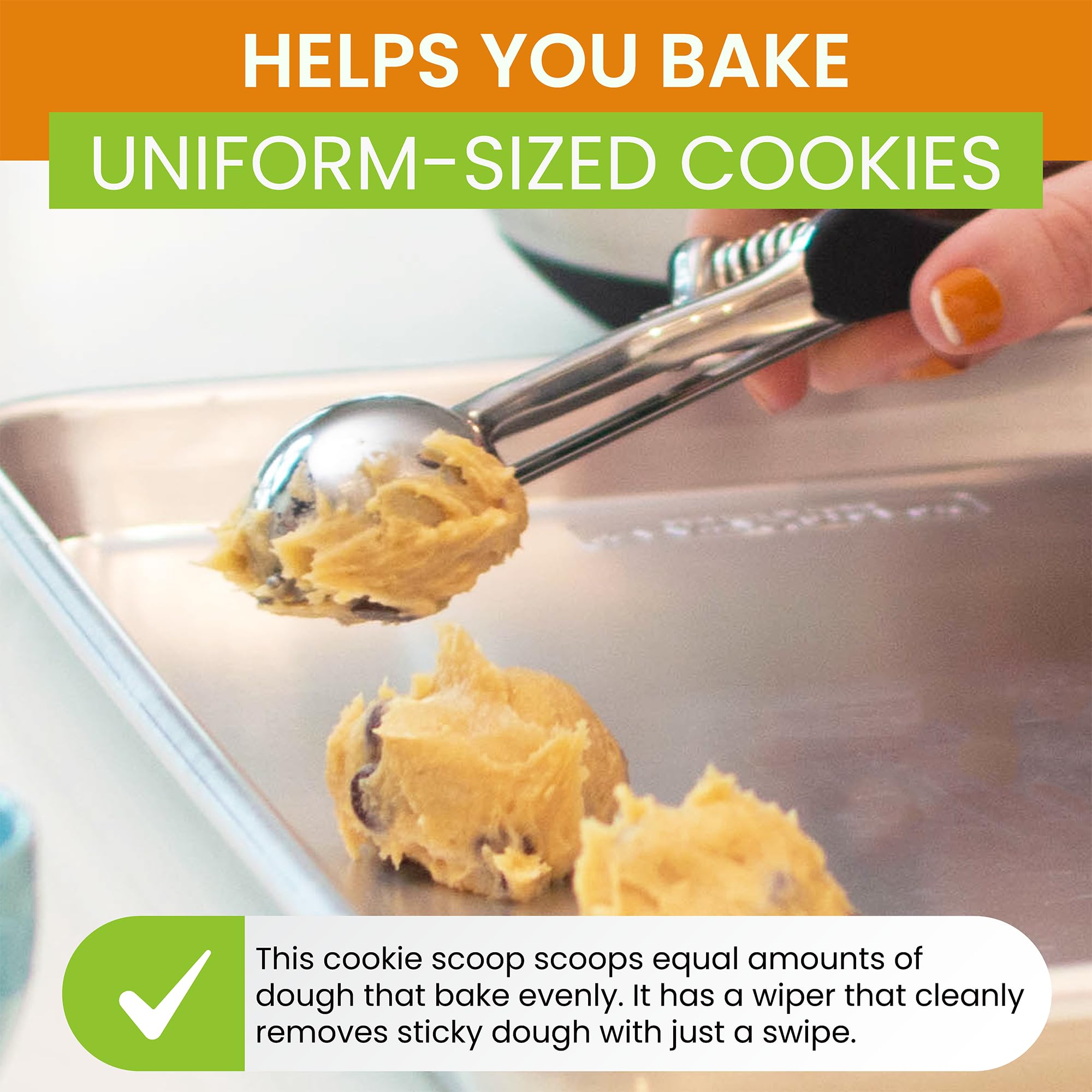 Spring Chef single-piece head minimizes dough gaps for cleaner scooping