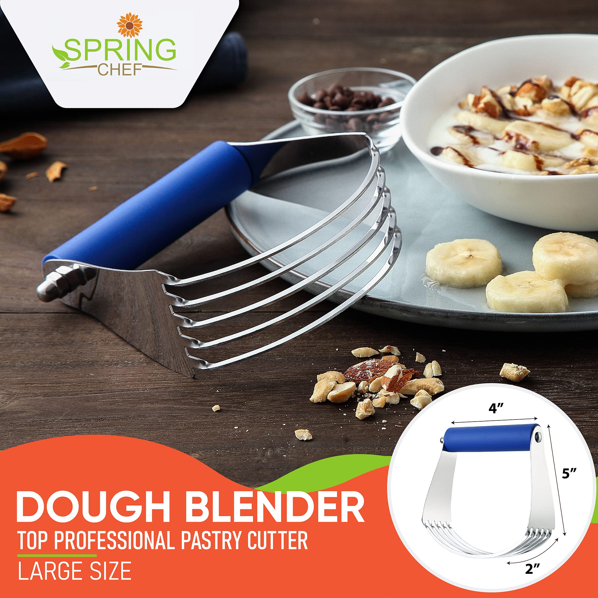 Spring Chef large dough blender handle with soft grip for comfort