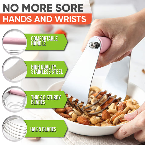 Spring Chef Large Dough Blender features sturdy blades for quick, even dough incorporation.