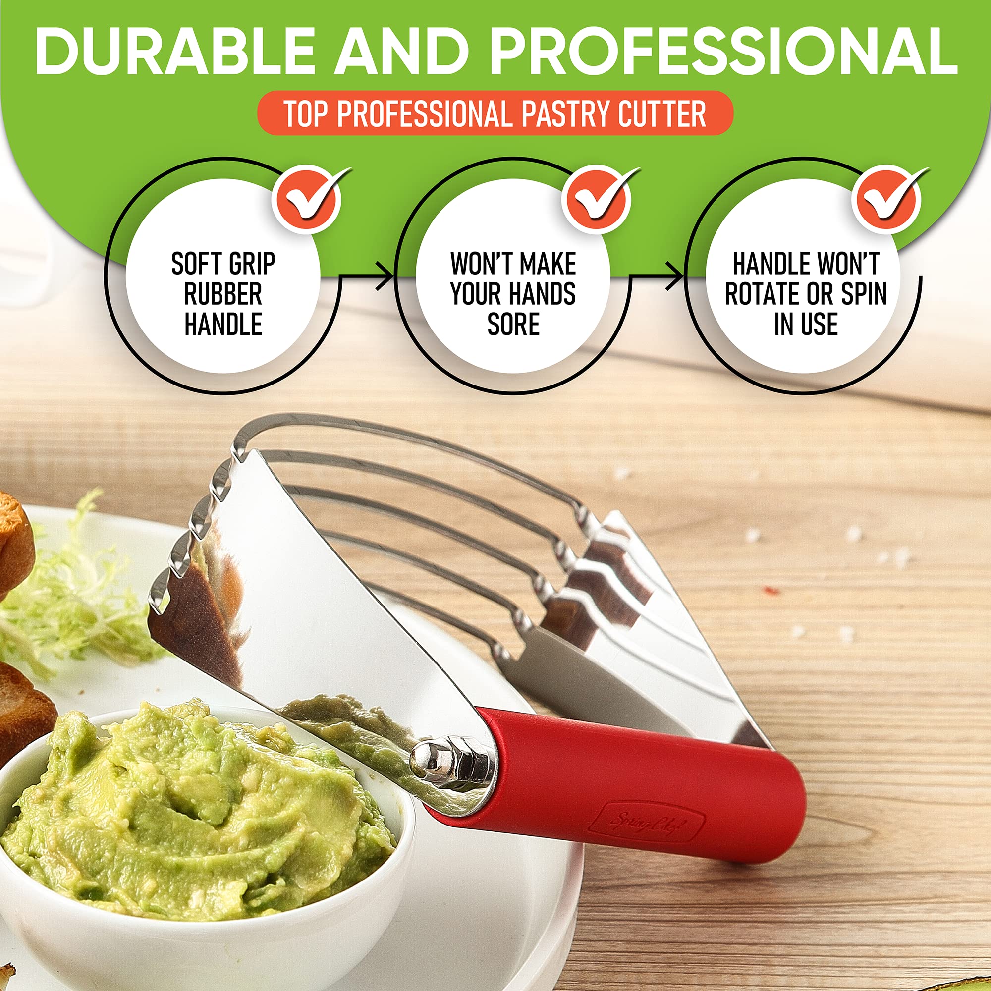 Spring Chef large red dough blender pastry crust assembly visual.