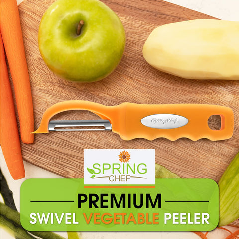 Spring Chef left-right-handed comfort feature makes peeling easier